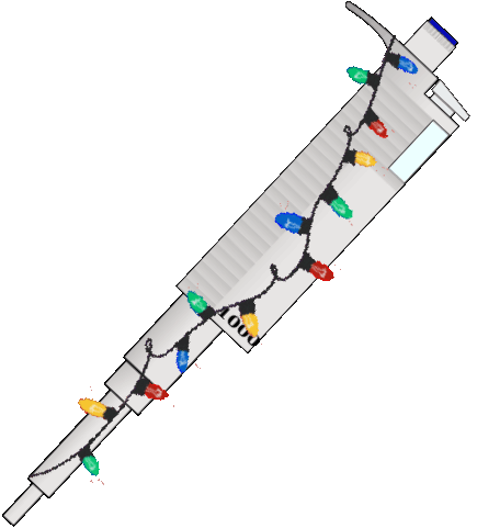 cartoon pipette wrapped in christmas lights